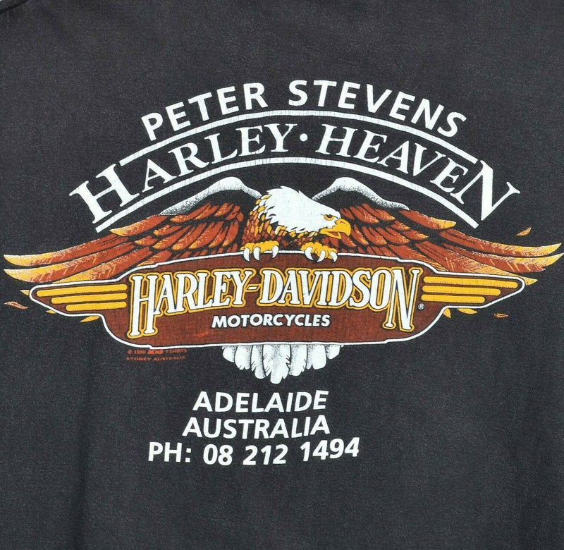 Vintage 1991 Harley-Davidson Men's Sz XL Breaking Loose Australia Black T-Shirt