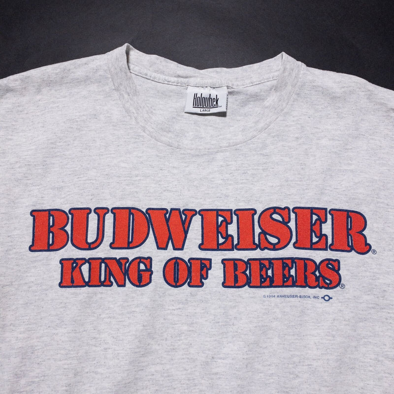 Vintage Budweiser T-Shirt Men's Large 90s King Of Beers Staff Gray Party