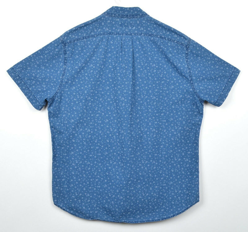 Wallace & Barnes Men's Sz Large Blue Indigo Polka Dot Short Sleeve J. Crew Shirt