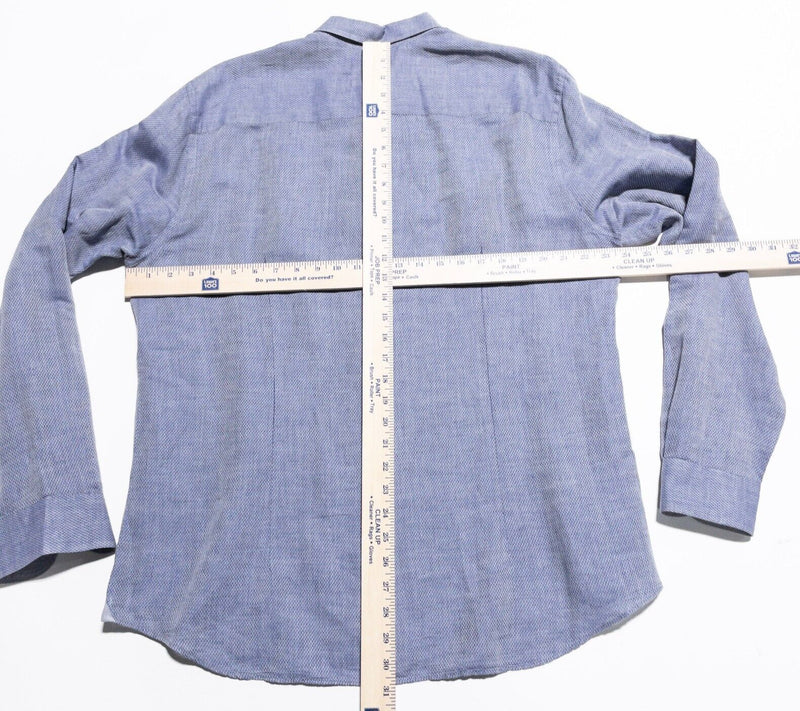Armani Collezioni Shirt Men's XL Geometric Button-Down Designer Blue