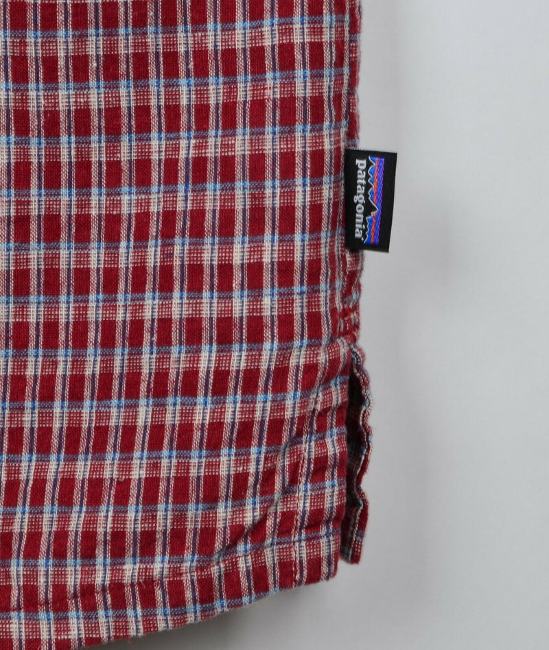 Patagonia Men's XL Hemp Organic Cotton Blend Burgundy Red Plaid S/S Shirt