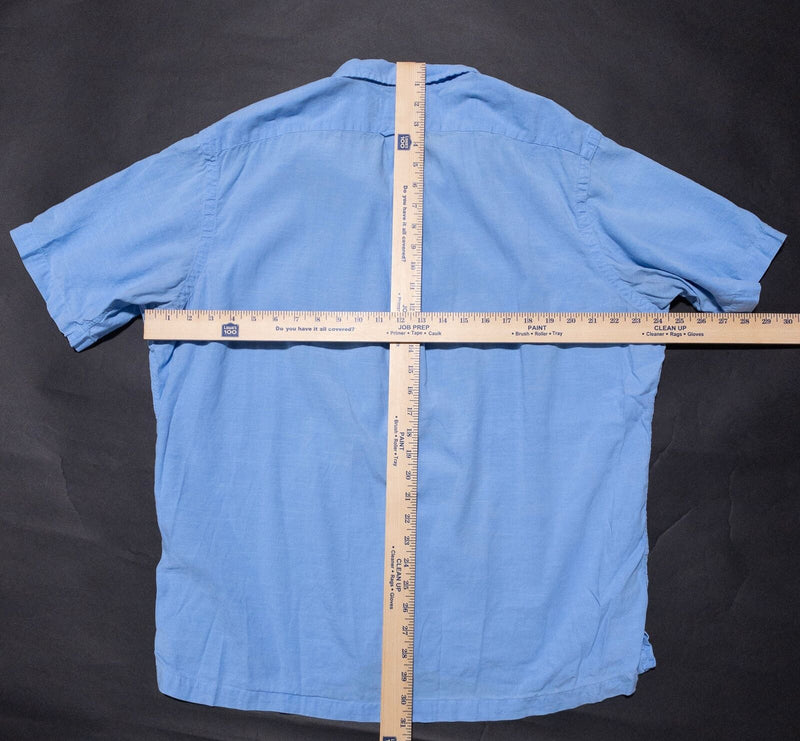 Polo Ralph Lauren Linen Camp Shirt Men's XL Loop Collar Blue Curham Vintage 90s