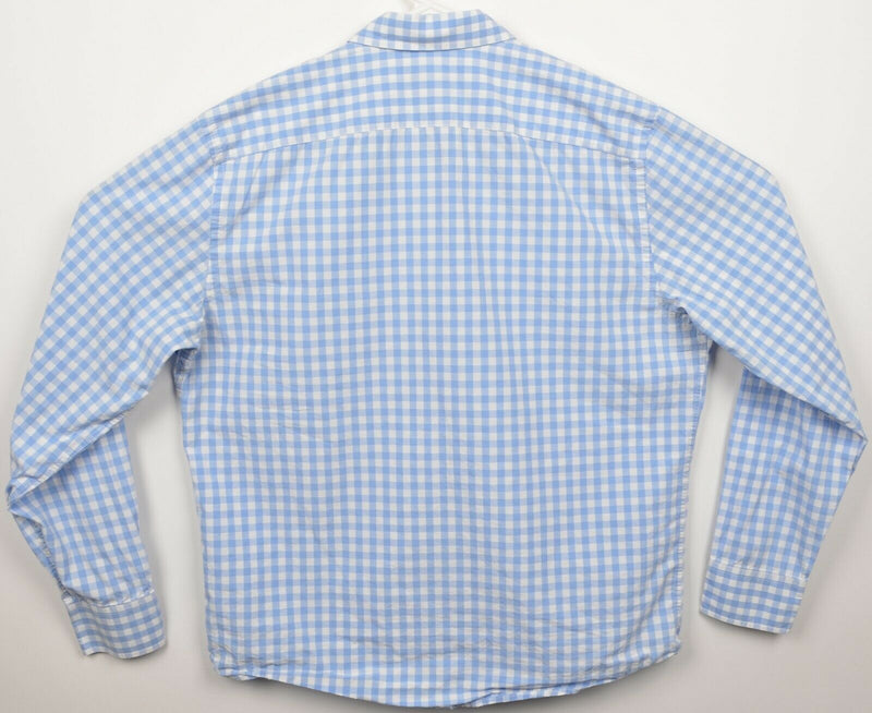 UNTUCKit Men's Large Blue White Gingham Check Plaid Casual Button-Front Shirt