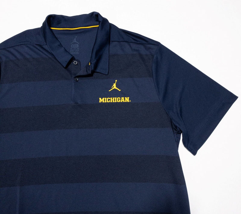 Michigan Wolverines Men's 2XL Air Jordan Jumpman Polo Shirt Wicking Blue Striped