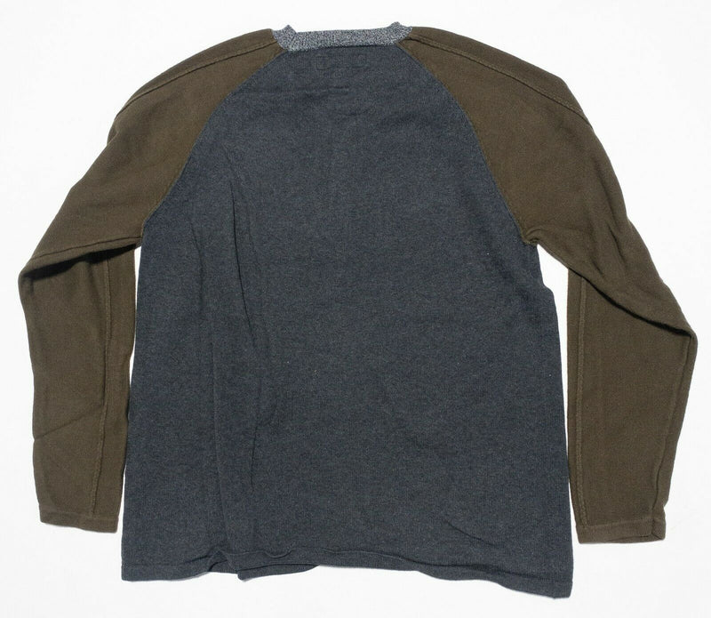 Carbon 2 Cobalt Men's Large Gray Olive Green Knit Crewneck Pullover Sweater