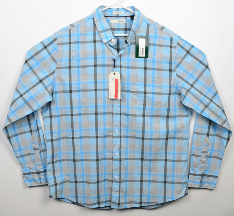 Hawker Rye Men's XL Regular Blue Gray Plaid Essential Wash Long Sleeve Shirt