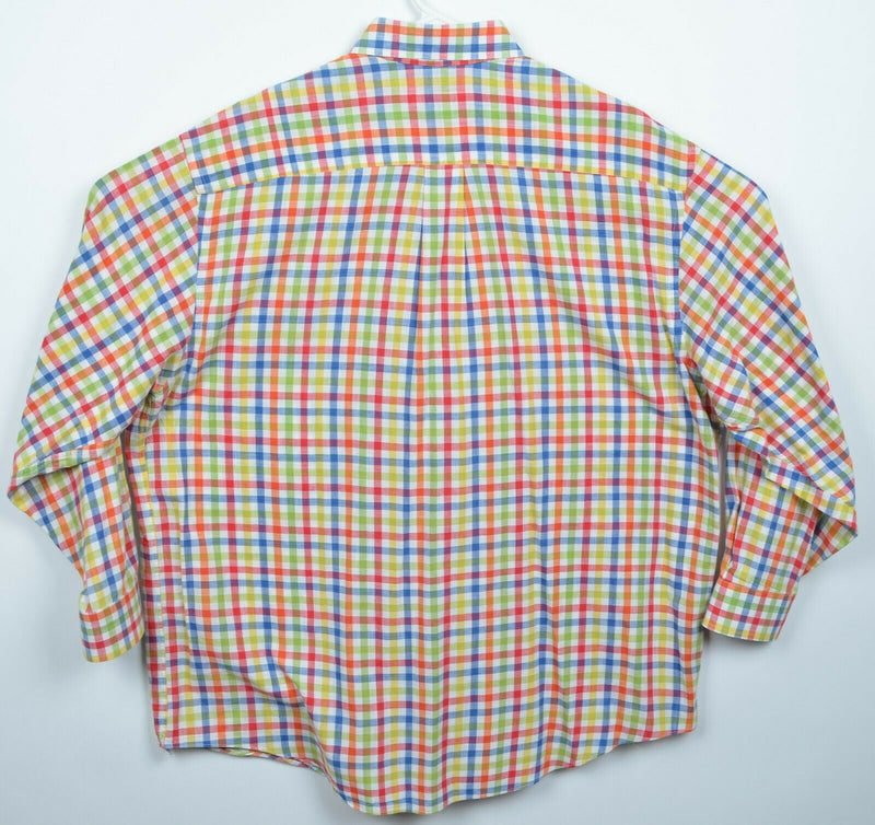 Paul Stuart Men's XL Hand-Woven Madras Multi-Color Check USA Button-Down Shirt
