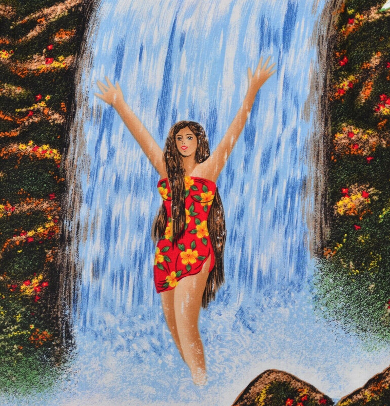 Vintage Kennington Men's Small Hula Girl Waterfall Rayon Floral Hawaiian Shirt