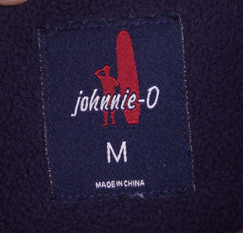 Johnnie-O Fleece Jacket Men's Medium 1/4 Zip Navy Blue Red Surfer Logo