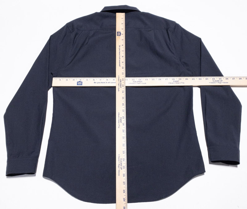 Unbound Merino Wool Shirt Men's Medium Button-Down Long Sleeve Navy Blue Knit