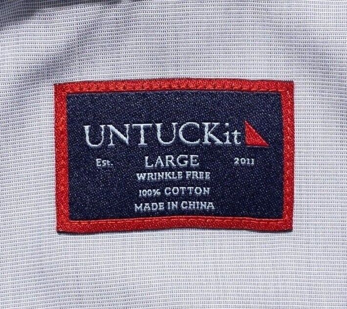 UNTUCKit Large Wrinkle Free Shirt Men's Gray Short Sleeve Button-Front Recolte