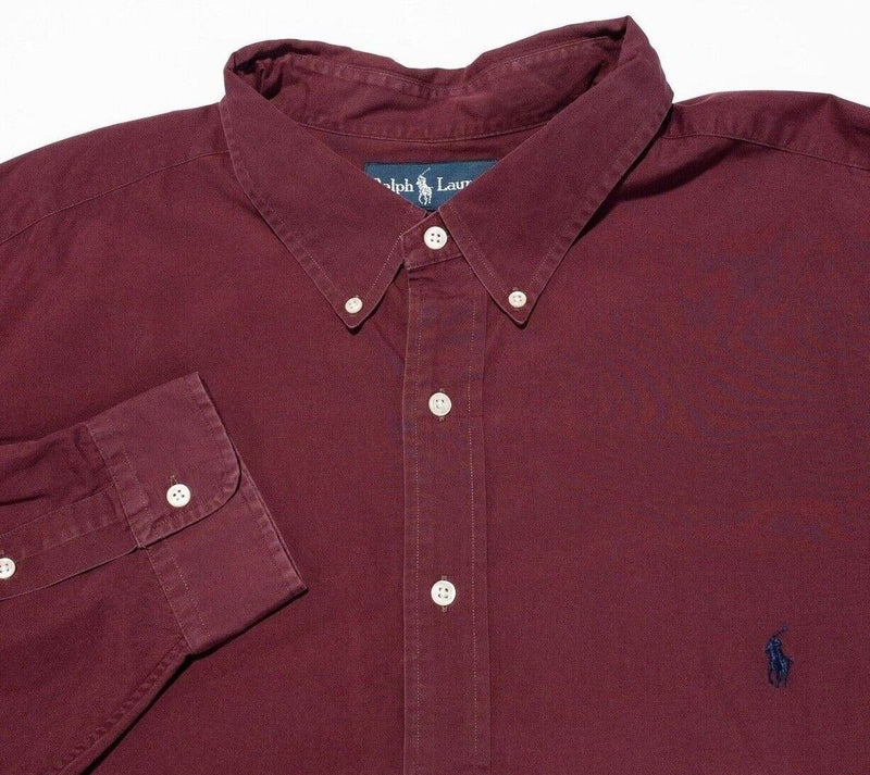 Polo Ralph Lauren 3XB Long Sleeve Men's Classic Fit Shirt Solid Red 3XL Big