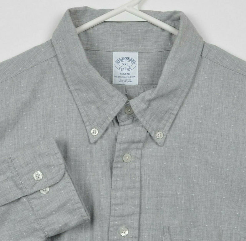 Brooks Brothers Men's 2XL Gray Polka Dot Long Sleeve Button-Down Regent Shirt