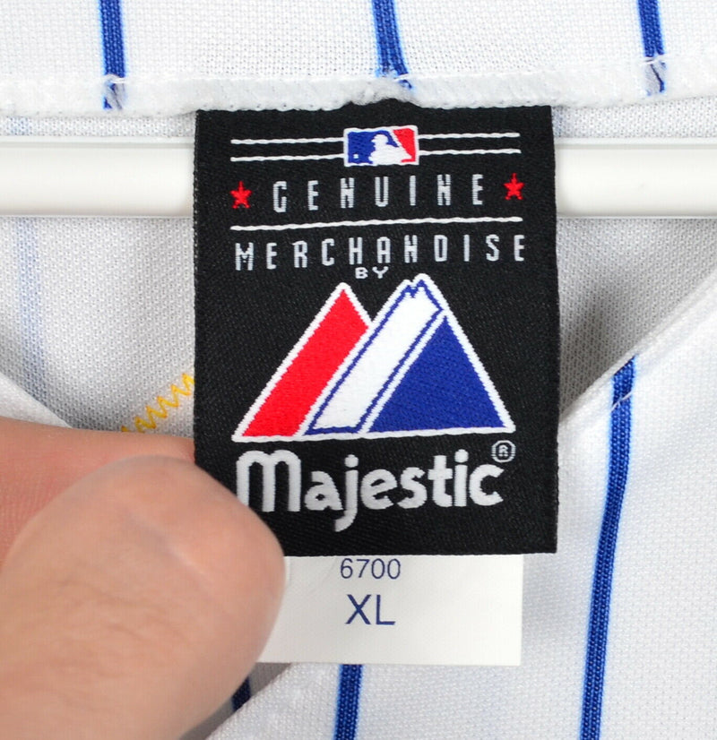 Milwaukee Brewers Men's XL White Pinstripe Classic MLB Majestic Baseball Jersey