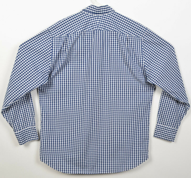 Southern Tide Men's Medium Classic Flip Cuff Navy Blue Check Button-Down Shirt