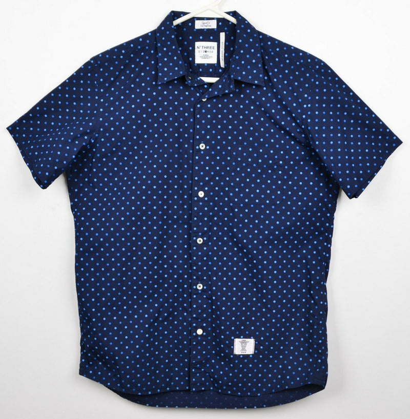 Bedwin & The Heartbreakers Men's Sz 3 (L) Navy Blue Polka Dot Short Sleeve Shirt