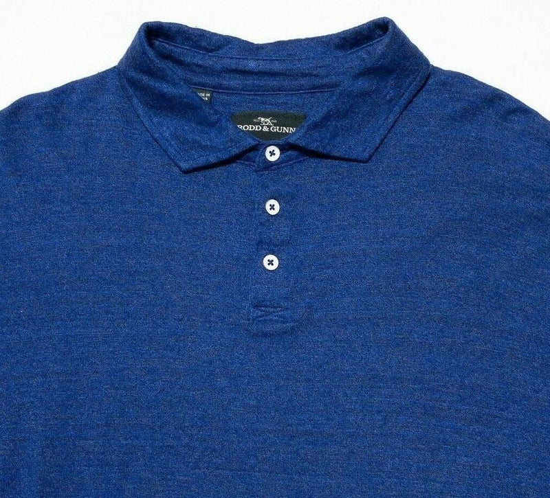 Rodd & Gunn Polo Shirt Men's XL Sports Fit Linen Blend Blue Short Sleeve