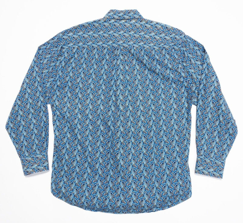 Alan Flusser Paisley Shirt Large Men's Long Sleeve Blue Colorful Button-Down