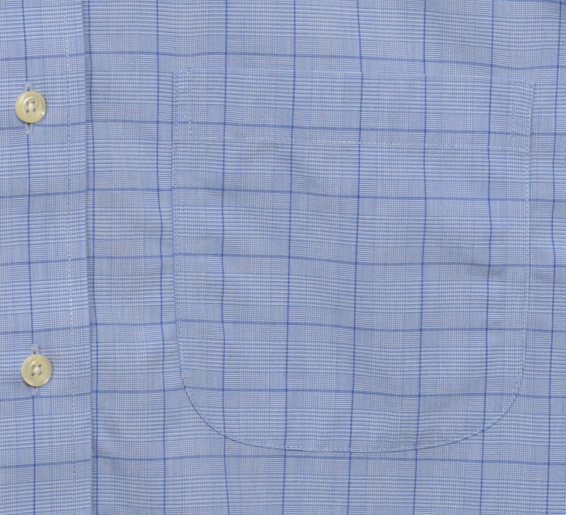 Brooks Brothers Men's 17-35 Slim Fit Non-Iron Blue Plaid Button-Front Shirt