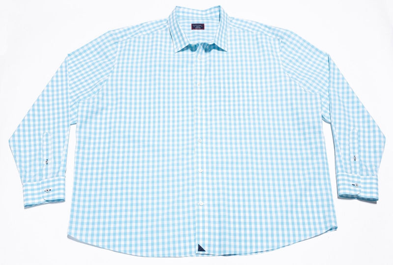 UNTUCKit Shirt Men's 3XLC (4XL) Wrinkle Free Blue Gingham Check XXXLC Classic