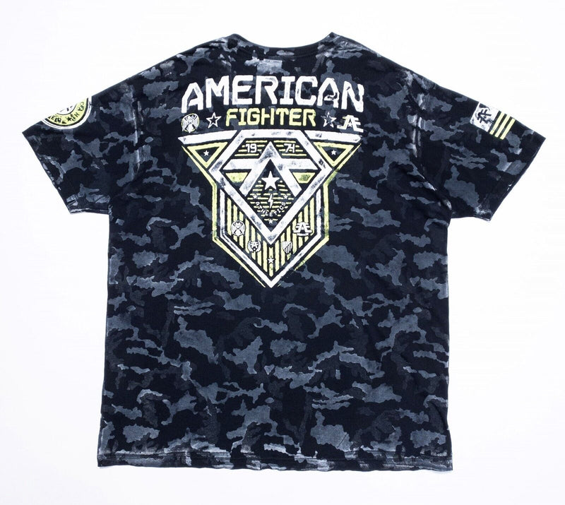 American Fighter T-Shirt 3XL Men's Black Gray Camouflage Short Sleeve Graphic