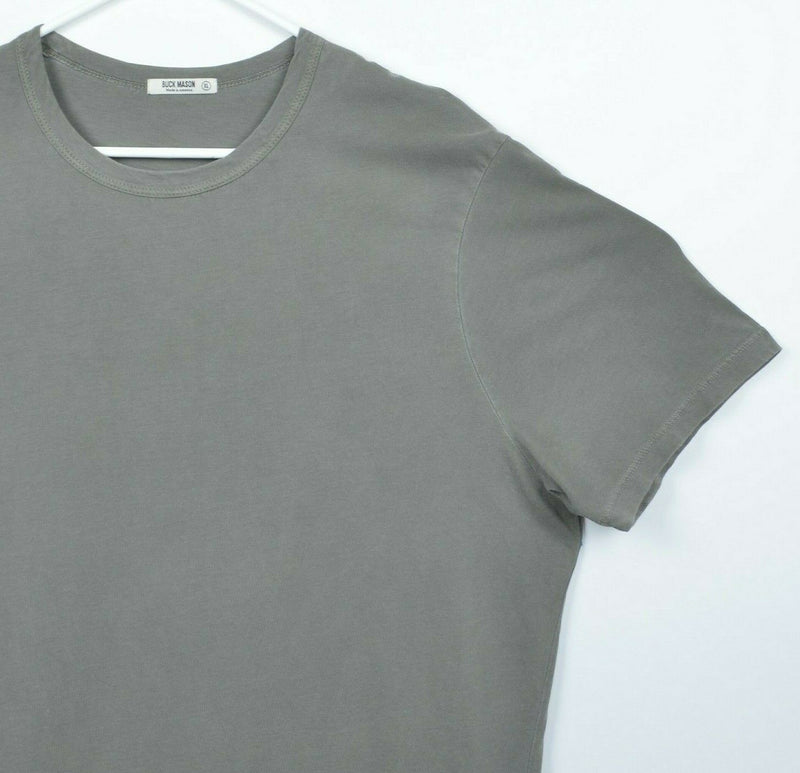 Buck Mason Men's Sz XL Made in America Gray/Green Crewneck T-shirt