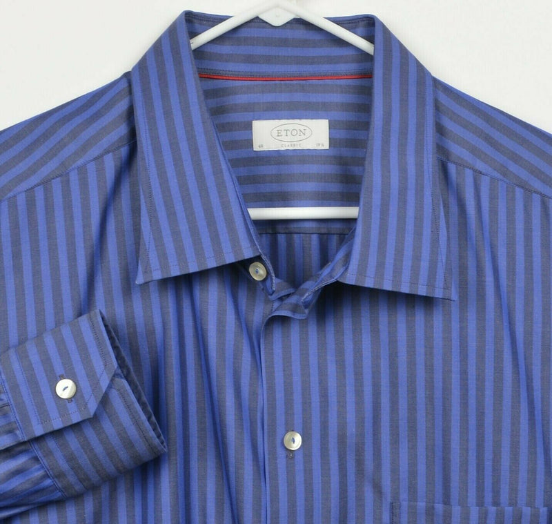 Eton Classic Men's 19.5/49 Blue Striped Long Sleeve Button-Front Dress Shirt