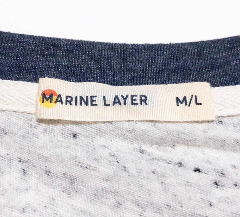 Marine Layer T-Shirt Men's M/L Long Sleeve Raglan Cotton Blend Gray Blue Crew