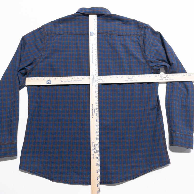 Carbon 2 Cobalt Shirt Men's Large Blue Brown Check Button-Up Corduroy Accent