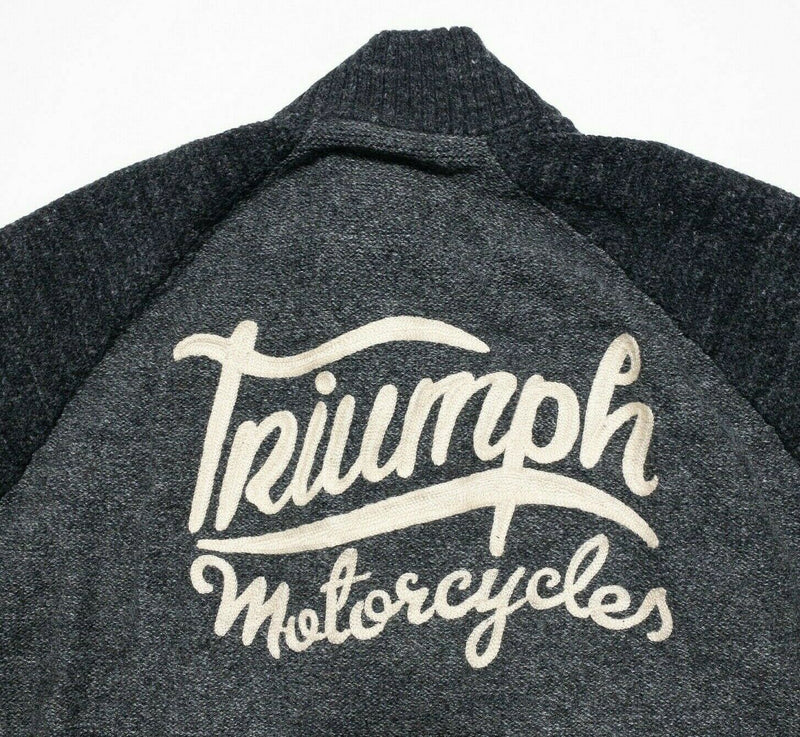 Triumph Motorcycles Lucky Brand Men's Large 1/4 Zip Gray Knit Pullover Sweater