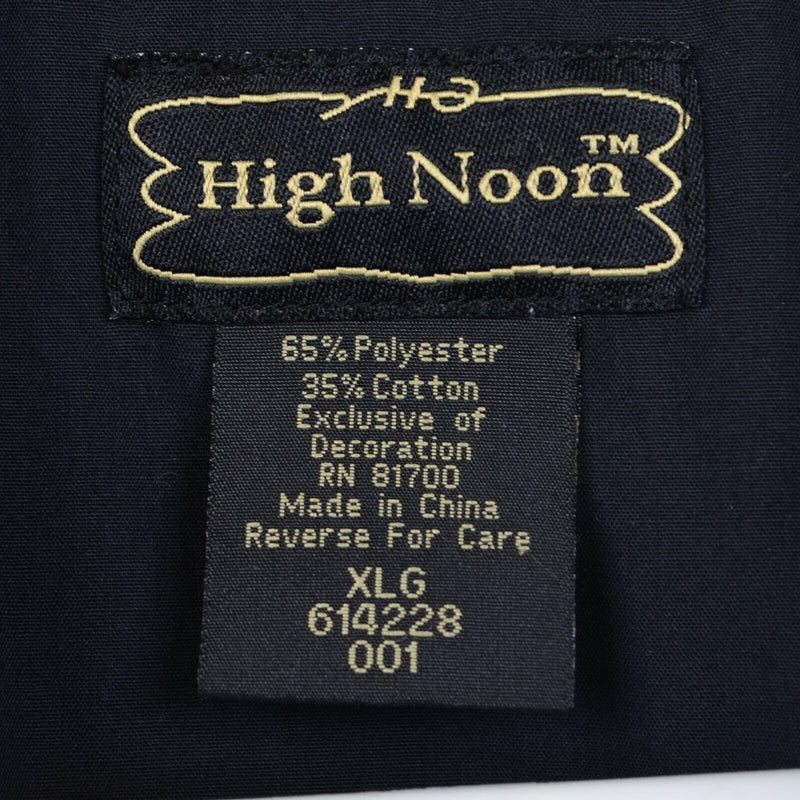 High Noon Men's XL Pearl Snap Embroidered Black White Western Rockabilly Shirt