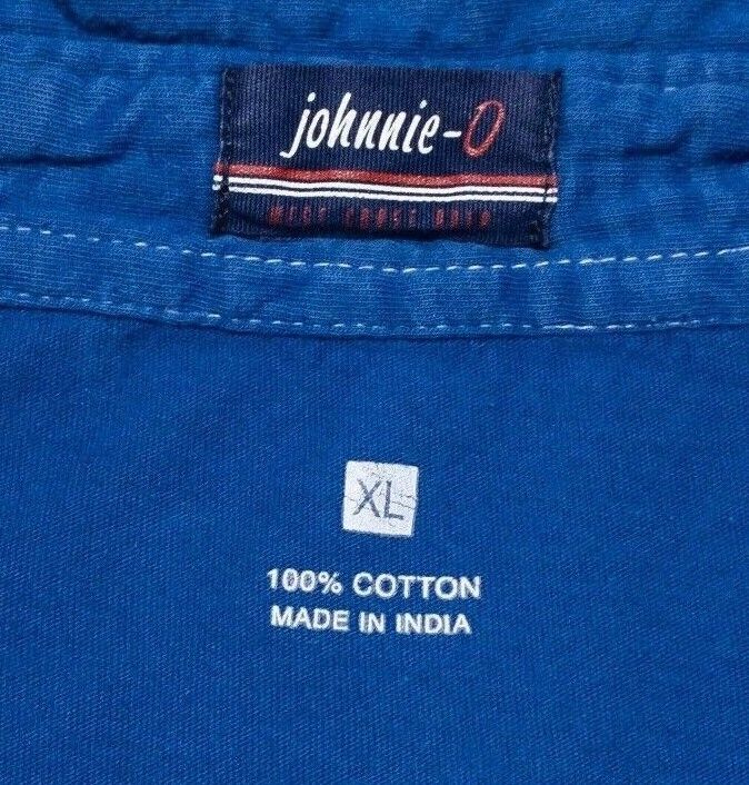 johnnie-O Polo Men's XL Floral Print Palm Blue Short Sleeve Tropics Polo Preppy