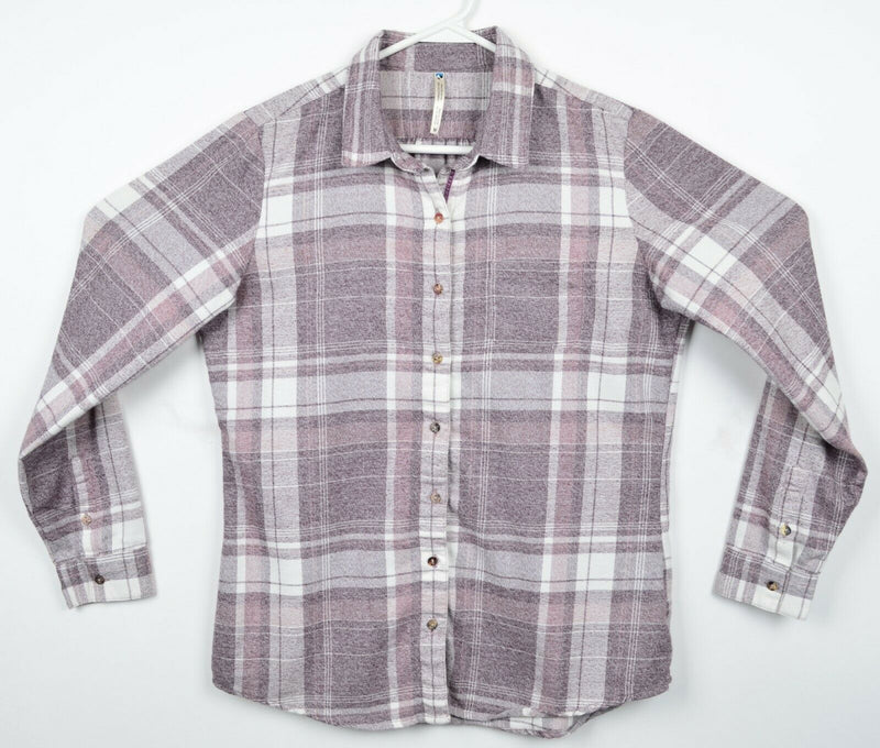 Kuhl Women's Medium Purple Plaid Cotton Poly Blend Button-Front Flannel Shirt