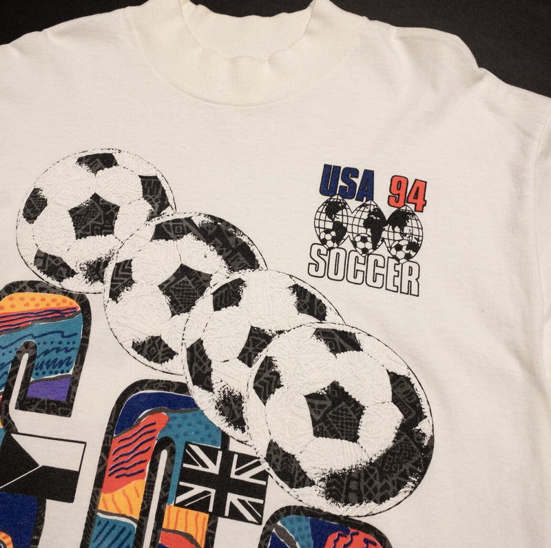 World Cup 94 T-Shirt Men's Fits XL Long Sleeve Double-Sided White Vintage Puffy