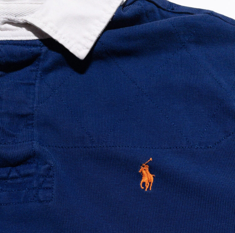 Polo Ralph Lauren Rugby Shirt Men's Large Polo Long Sleeve Blue 90s Vintage Pony