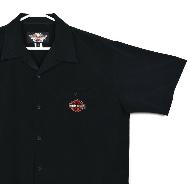 Harley-Davidson Men's Medium Eagle Flames Fire Hawaiian Polyester Camp Shirt