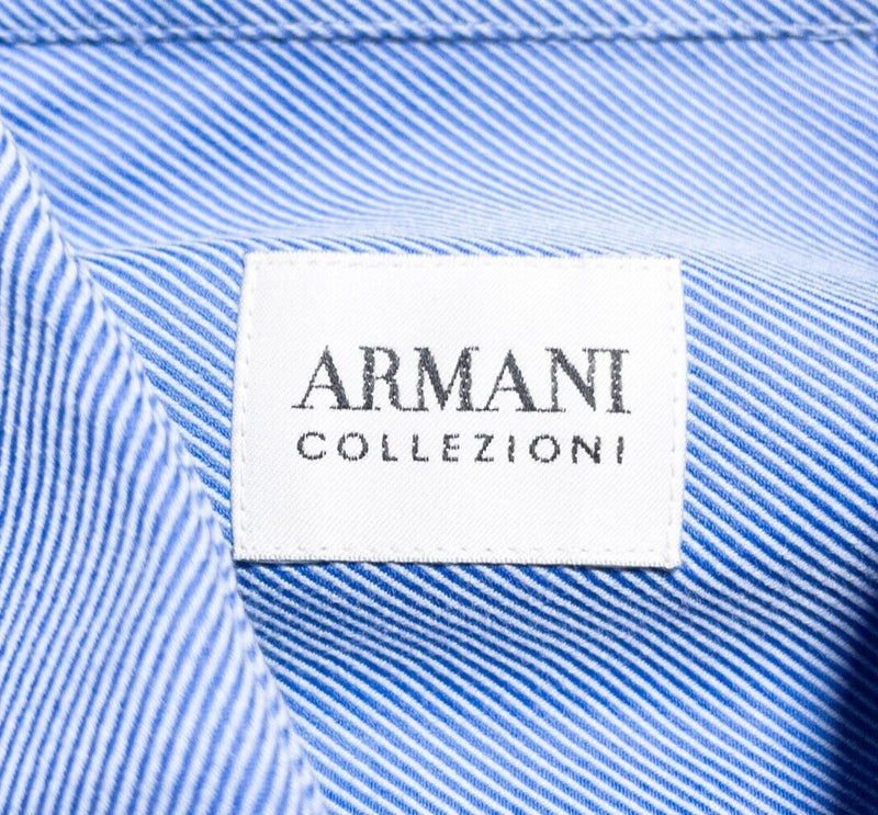 Armani Collezioni Dress Shirt Men's 16/41 Regular Blue Long Sleeve Button-Front