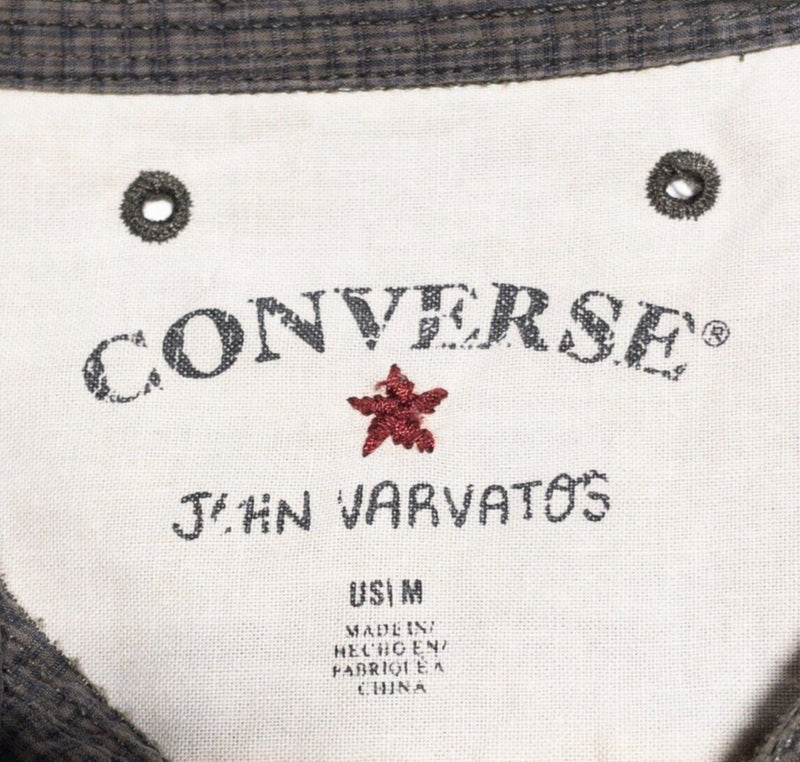 Converse John Varvatos Shirt Men's Medium Long Sleeve Plaid Brown Button-Front