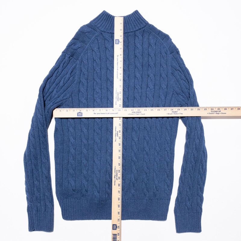 Polo Ralph Lauren Cable-Knit Sweater Men's Large Pullover 1/4 Zip Blue Knit