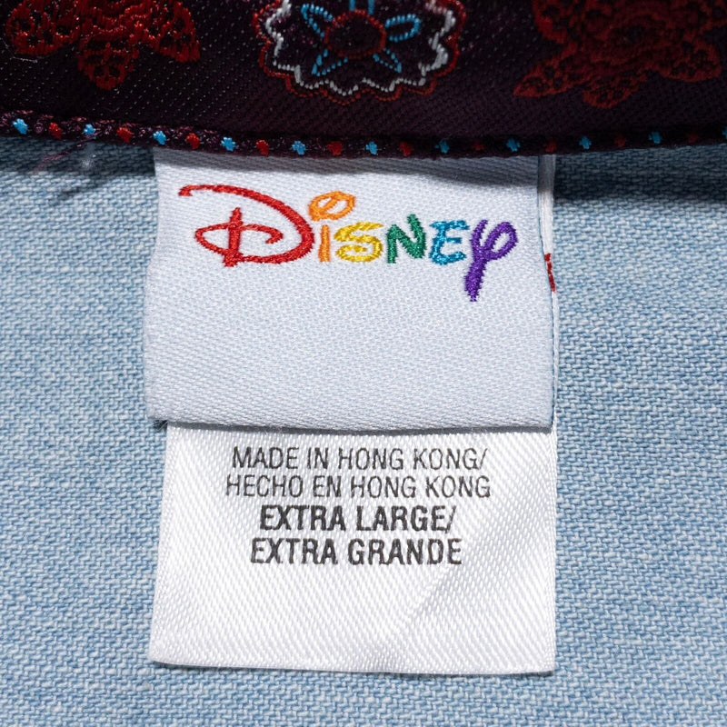 Disney Vintage Denim Shirt Women's XL Sweethearts Minnie Mickey Mouse Blue 90s