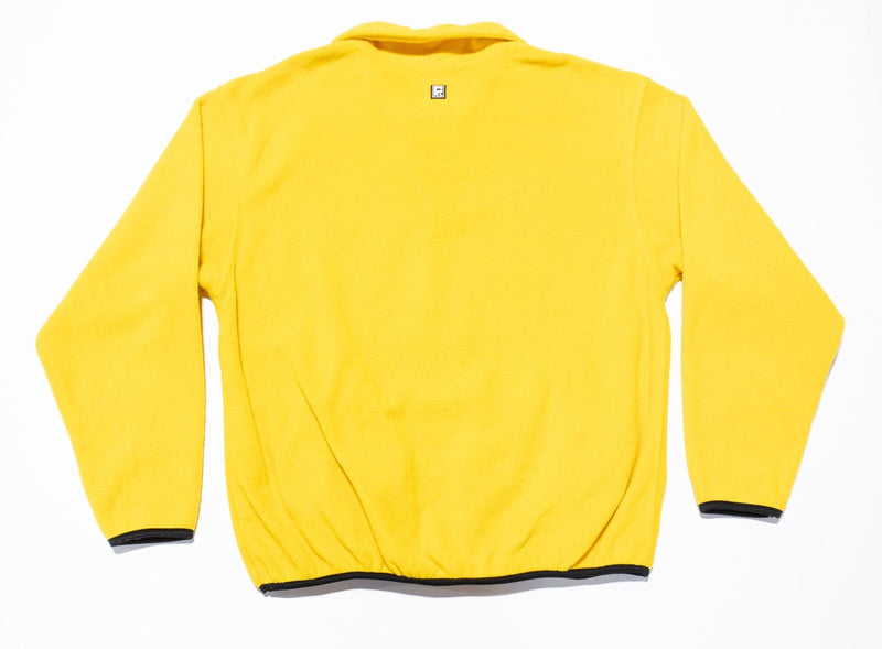 Vintage Chaps Ralph Lauren Fleece Men's Large 1/4 Zip Pullover Yellow Logo 90s