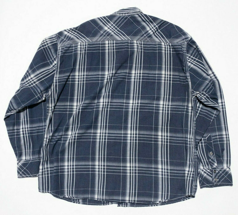 BKE Buckle Men's 4XL Athletic Fit Long Sleeve Shirt Blue Plaid Cotton Blend