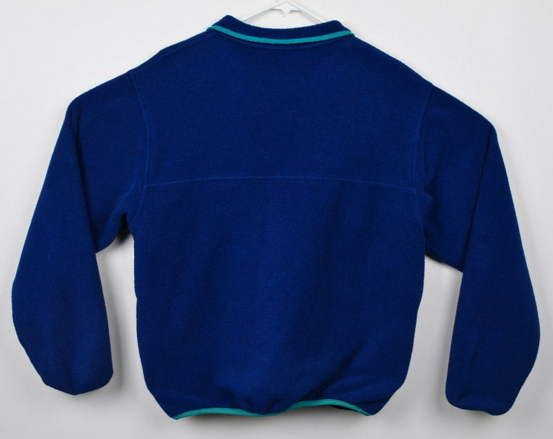 Vintage 90s Lands' End Unisex Small Snap-T Pullover Navy Blue Teal Fleece Jacket