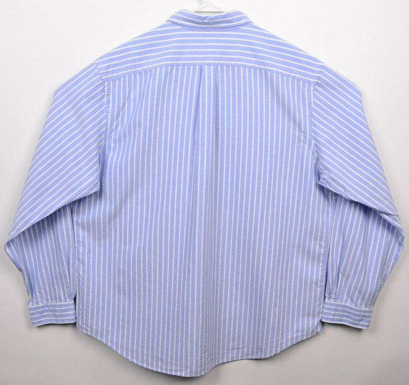 Polo Ralph Lauren Men's 2XL Blue White Striped Pony Oxford Button-Down Shirt