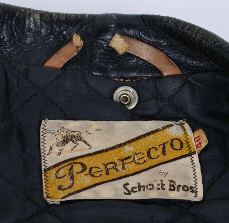Vintage 80s Schott Men's 40 Perfecto 118 Black Leather USA Motorcycle Jacket