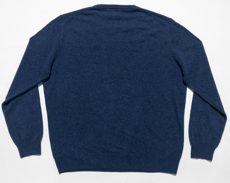J. Crew Men's XL 100% Cashmere Solid Blue Crewneck Pullover Sweater