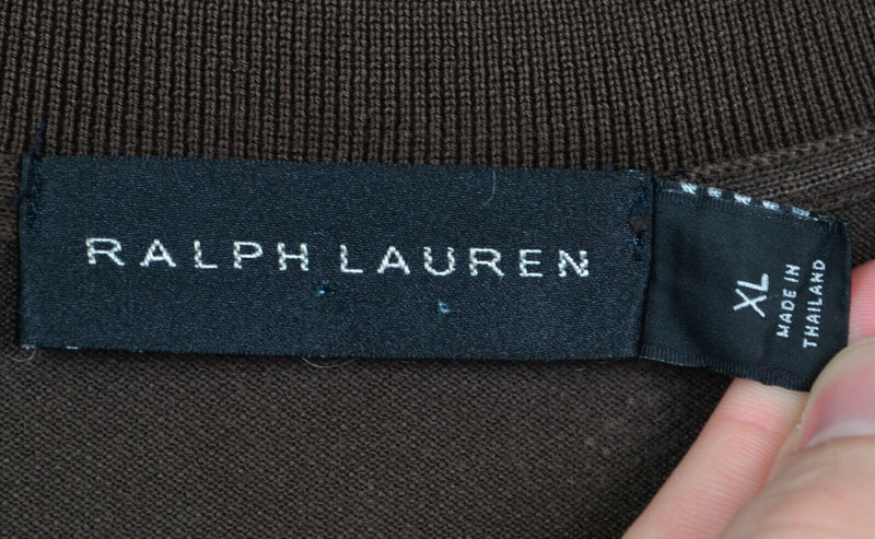 Ralph Lauren Black Label Men's Sz XL Cotton Elastane Brown RL Logo Polo Shirt
