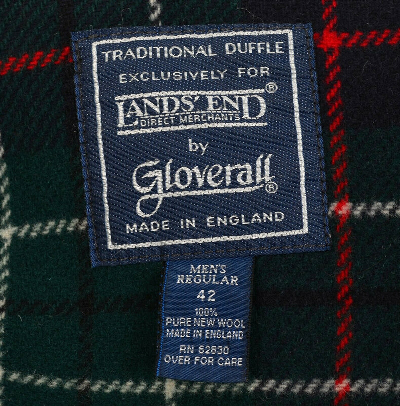 Vintage Lands End Gloverall Men's 42 Wool Toggle Flannel Lined Navy Duffle Coat
