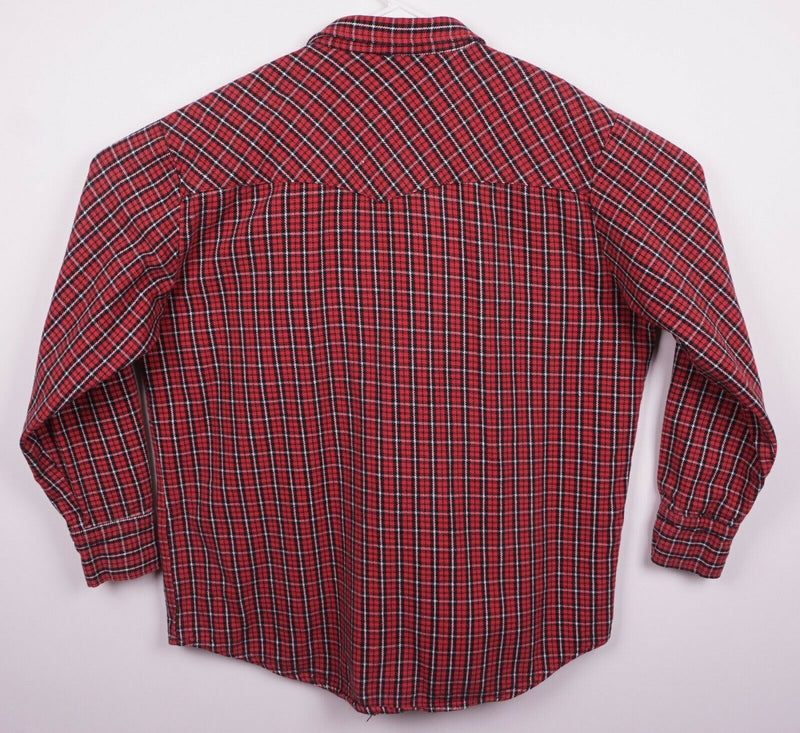 Big Mac Men's XLT Pearl Snap Red Plaid Heavy Flannel JCPenney Workwear Shirt