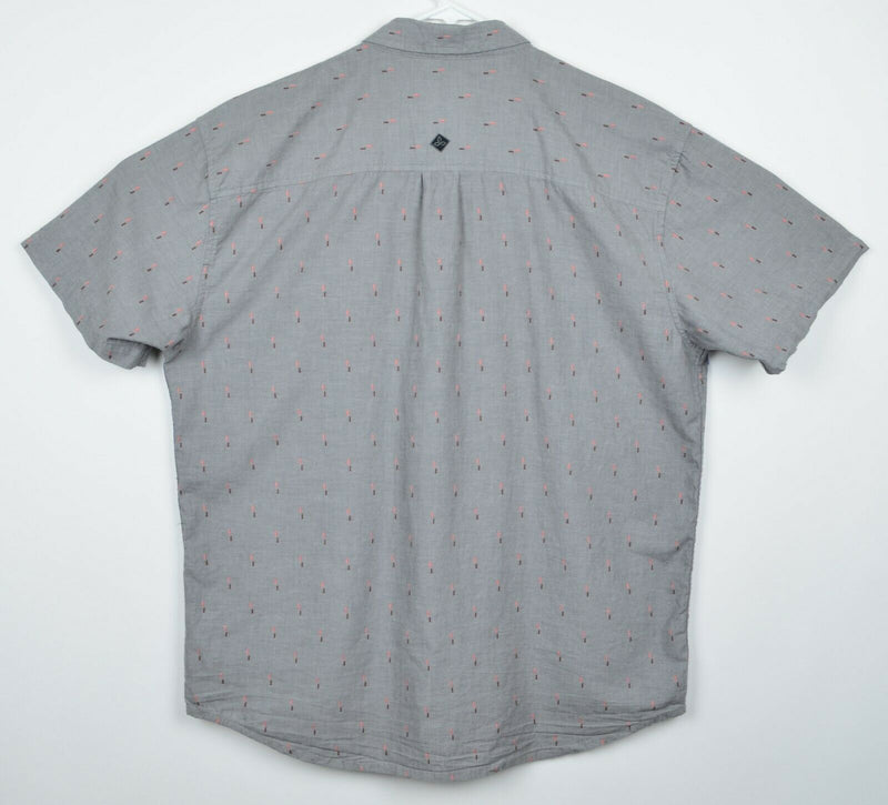Prana Men's Sz XL Organic Cotton Gray Geometric Short Sleeve Shirt